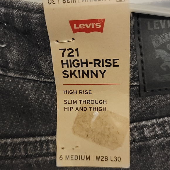 LEVIS 721 High Rise Skinny Distressed Knee Jeans Blue Women’s 28x30 Red Tag SZ 6 - Picture 5 of 6